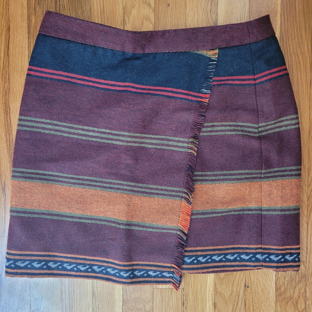Loft Southwestern Wool Blend Mini Skirt Size 10